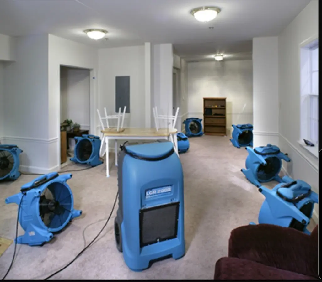 Air movers and dehumidifier setup for Water Extraction & Removal in Wood-Ridge